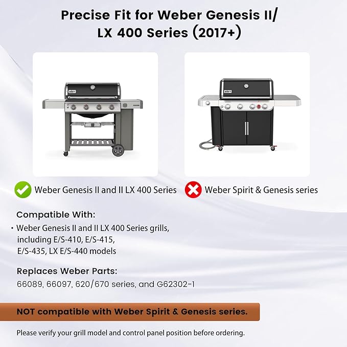 18.75"×11.12" Cast Iron Grill Grates - 66089 66097 Replacement Cooking Grids for Weber Genesis II/LX 400 Series (E/S-410 · 415 · 435, LX E/S-440)