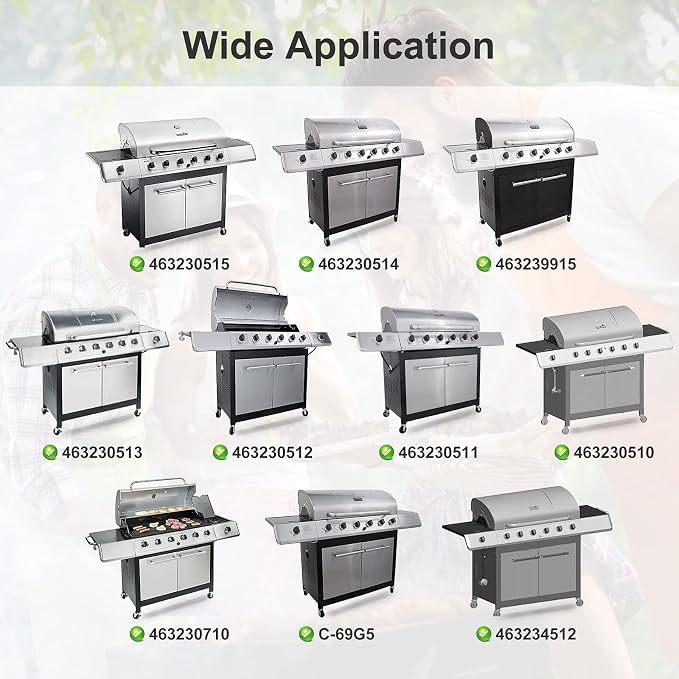 Criditpid Grill Replacement Parts for Charbroil 463230515, 463230512, 463230513, 463230514, 463239915, 463230511 Models, Grill Heat Plate Tent Shield, Pipe Burner Tubes and Crossover Tubes