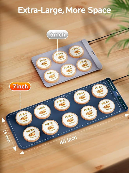 FZF Warming Mat for Food Extra Large, 40"x15" Food Warmers for Parties Buffet, with 7 Temp Level and 9 Timer Setting, Rollable Silicone Electric Warming Tray for Home, Gatherings (Blue)