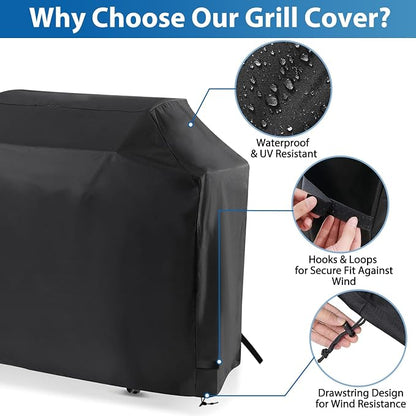 54 Inch Gas Grill Cover for Monument Mesa 400 4-Burner Grill, Waterproof | Fits Monument Mesa 400, 25392, 24633, 35633, 24367, 41847NG & M415BZ 4-Burner Gas Grills, Heavy Duty 600D Outdoor Cover