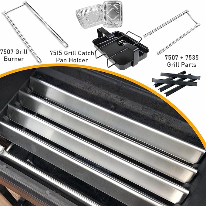 Uniflasy 7507 Grill Replacement Part Kit for Weber Genesis Silver A, Spirit 200 Series, Spirit 500, Spirit E-210, Spirit E-200, S-200, S-210 7507 Grill Burner Tube Set with 7535 Flavorizer Bar, 7534