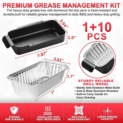 G416-0015-W1 Grill Grease Tray Replacement for CharBroil Performance 463242716 463234513 463344523 G325-5703-W1 463331221 463365021 463448021 9328812P06 Grill Parts with 10 Pack Aluminum Foil Drip Pan