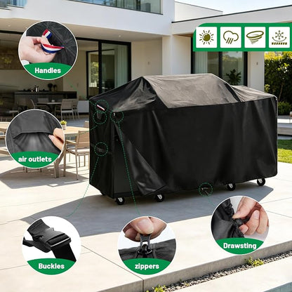 91 Inch Island Grill Cover, Heavy Duty Waterproof Covers for Outdoor Kitchen Island, Outdoor Large BBQ Grill Cover, 91" L x 28" W x 46" H