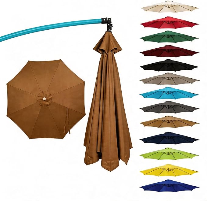 11FT Cantilever Patio Umbrella Replacement Canopy, 8 Ribs 64"-66", Upgraded 600D 220GSM Heavy-Duty Fabric, Waterproof & UV Resistant (Canopy Only)