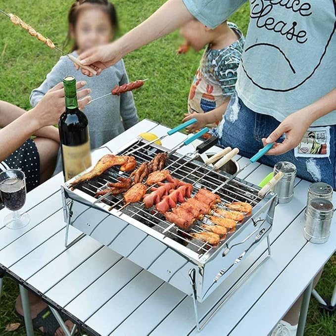 Portable Charcoal Grill for Camping BBQ Grills – Outdoor Barbecue Grill Stainless Steel BBQ Charcoal Grill, Camping Grill for 3-5 People, Easy Carry Charcoal Grills BBQ,A-1