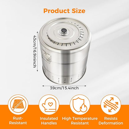 Smokeless Barbecue Charcoal Barrel Grill, 360° All Surround Charcoal kebab Grill with 28 Skewers, Stainless Steel Portable BBQ for Picnics, Camping, Travel, Parties, Beaches