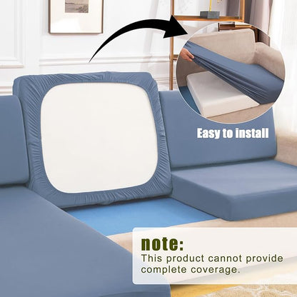Outdoor Cushion & Pillow Cover Set, 8 Seat Covers + 4 Pillow Covers | Stretch Fit, Replacement, Washable and Reusable Furniture Protectors, Fits most patio furniture cushion covers, Cover Only