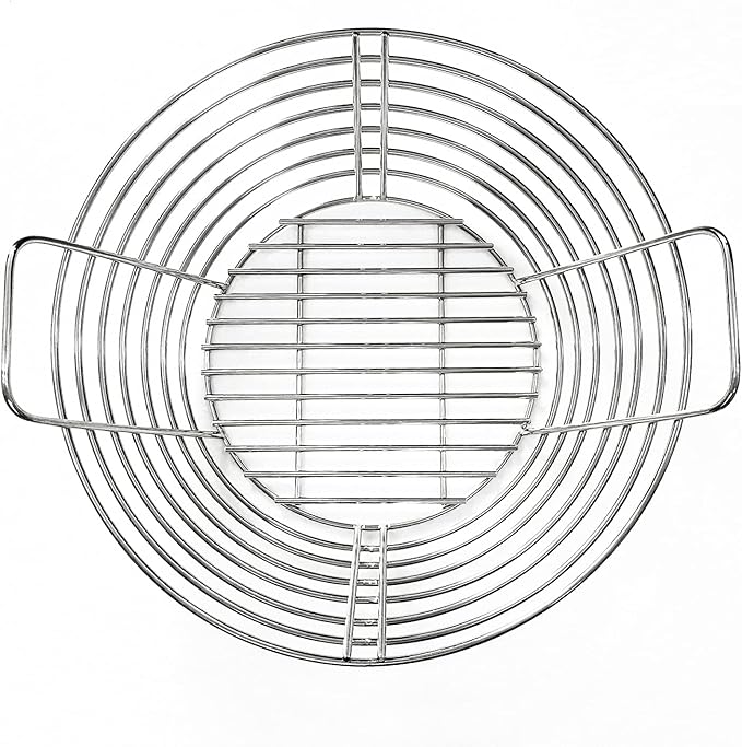 Lump Charcoal Fire Basket with Divider Stainless Steel Grill Ash Baskets Fits 18" Big Green Egg Accessories, Kamado Joe Classic Large Green Egg Basket Replacement