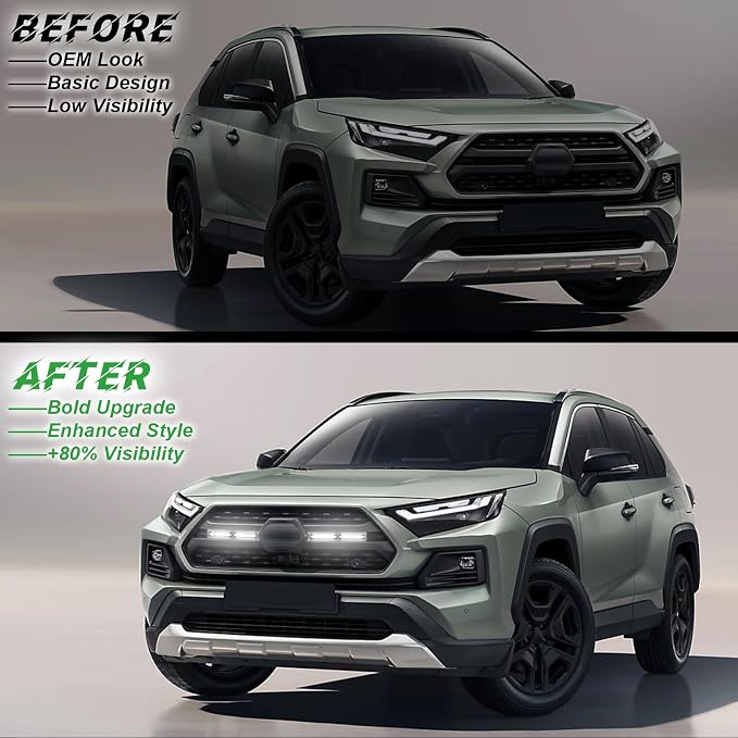 LED Grille Lights for 2019-2025 Toyota RAV4 Accessories White | Snap-In,Smoked Lens, Exterior Front Grill Insert Light for 5th Gen Hybrid Adventure TR D Off-Road 5311142220
