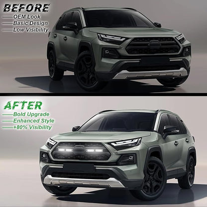 LED Grille Lights for 2019-2025 Toyota RAV4 Accessories White | Snap-In,Smoked Lens, Exterior Front Grill Insert Light for 5th Gen Hybrid Adventure TR D Off-Road 5311142220