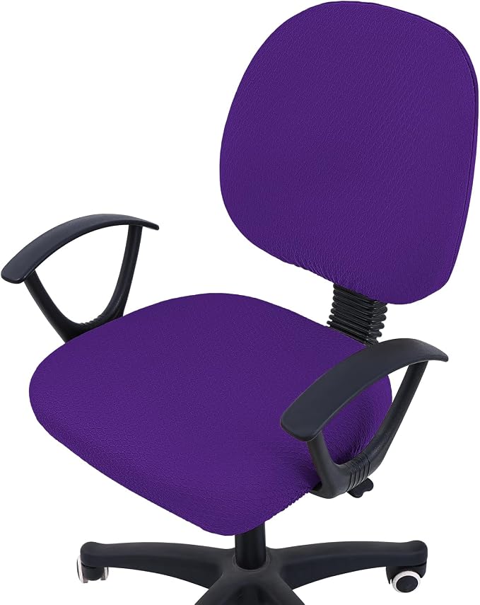 Smiry Office Computer Chair Covers for Desk Rotating Chair Protector | Stretch Jacquard Removable Washable Universal Slipcovers, Seat + Backrest Cover, Violet