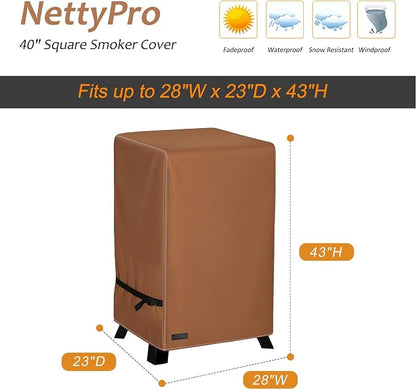 NetttyPro Electric Smoker Cover for Outside Masterbuilt Smoker 40 inch, Brown