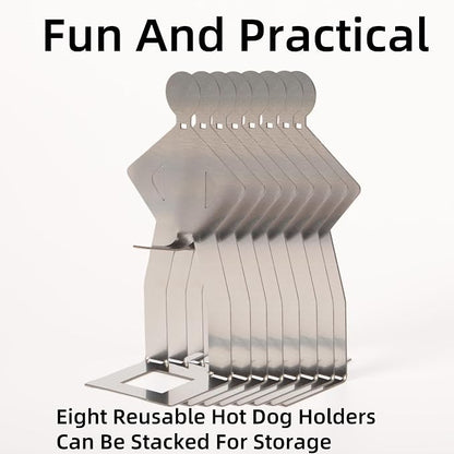8 PCS Funny Hot Dog Holder for Grilling-Portable Hot Dog Roaster-Reusable Stainless Steel Hotdog and Sausage Stand-Funny Birthday Gifts for Men-BBQ Grill Accessories