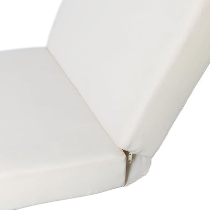 Christopher Knight Home Dami Patio Chaise Lounge Chair Outdoor with Foldable Cushion, Acacia Wood Poolside Sun Lounger, Space Available On One Side, Adjustable Backrest Pool Lounger, Light Brown+Cream
