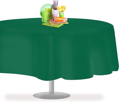 Grandipity 12 Pack Premium Disposable Plastic Tablecloth 84" Inch Decorative Round Table Cover - Dark Green