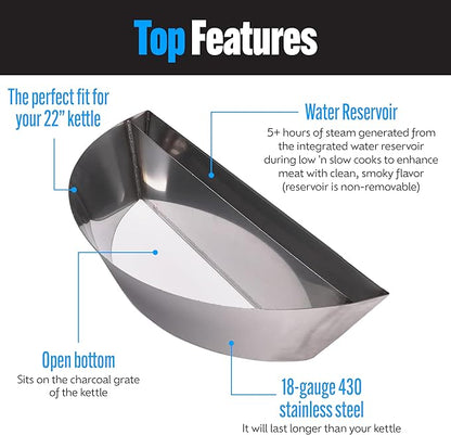 SnS Grills Slow ‘N Sear Original Charcoal Basket for Weber 22” Kettle — Two-Zone Smoker Attachment for Low and Slow BBQ, Reverse Sear — America’s Test Kitchen Best Grill Accessory
