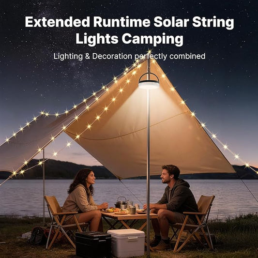 OGERY Solar Camping String Lights, 5400mAh/ 49.2FT/ 11 Modes Rechargeable | Camping Lights Outdoor/Indoor, 4-in-1 Quick Storage Fairy Tent Lights Portable LED Lamp for Patio Yard Party Decor Essentials
