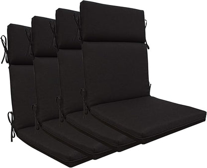 Indoor Outdoor High Back Rocking Chair Cushions Replacement Patio Seat Cushion Fade Resistance, Set of 4 (Olefin Black)