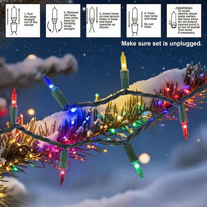 Multicolor Christmas String Lights, 100 Count, Incandescent Mini Christmas Lights, Connectable Xmas Tree Light for Indoor Outdoor Garland Birthday Holiday Wedding Festival Party