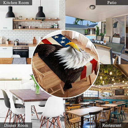 Swono Tablecloth 52"X70" Bald Eagle, Bird Bald Eagle On Grunge American Flag Rectangle Table Cover Anti-Oil Tablecloth for Dining Tables, Parties, Wedding and Banquet Decoration