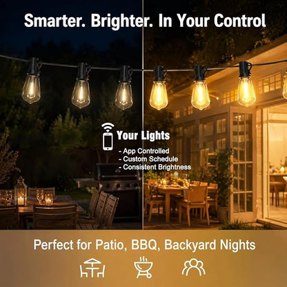 50ft-LED-Lights-Outdoor-Waterproof-String Lights-Patio-Outside-Porch-Backyard-Garden-Gazebo-Yard-Deck-Balcony-Party-Camping-House-Hanging-Lighting-Bulb-Remote-Bluetooth-Hanging-Edison-ST38