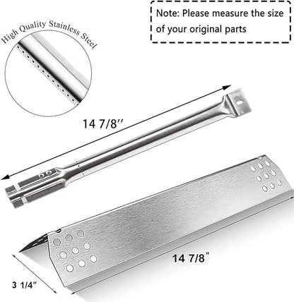 Hisencn Replacement Parts for Master Forge 1010037 1010048 Gas Grill Models, Stainless Steel Burners, Stainless Heat Plates Tent Shield and Cooking Grids Grill Grate Repair Kit