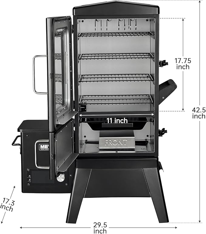 Vertical Pellet Smoker Grill with Cover & Meat Probe, 4-Rack Electric Pellet Smoker, 616 Sq.In Digital BBQ Smoker with LED Temperature Control for Outdoor Smoking Brisket, Ribs, Chicken & Sausage