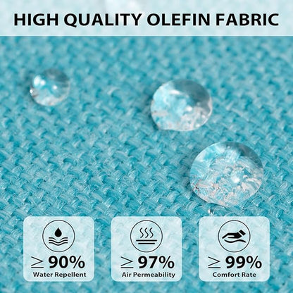 Sundale Outdoor Olefin Quilted Lounge Cushion Set of 4, Patio Foldable Chaise Lounger Cushion, Water-Resistant Lounge Chair Pad with Straps Teal, 72 x 21 inches