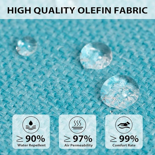Sundale Outdoor Olefin Quilted Lounge Cushion Set of 4, Patio Foldable Chaise Lounger Cushion, Water-Resistant Lounge Chair Pad with Straps Teal, 72 x 21 inches