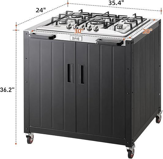 Feasto Outdoor Kitchen,Modular Outdoor Kitchen Island with Storage | Outdoor Kitchen Cabinets with Propane Stoves,Multifunctional Movable Grill Cart