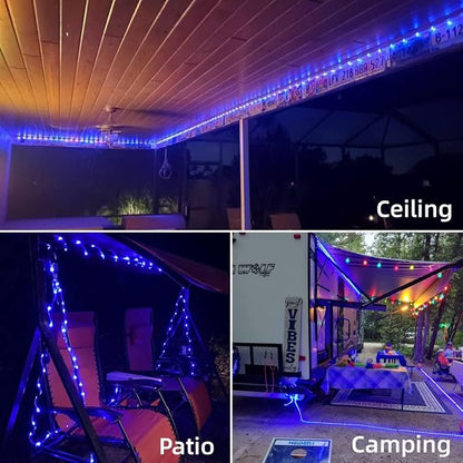 YEGUO Solar Rope Lights Outdoor Waterproof, 66ft 200 LED Blue String Lights, 8 Modes Fairy Lights in Clear Thin Tube