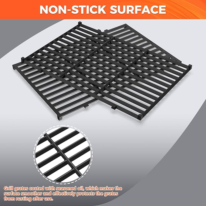 QuliMetal 17.5" Grill Grates for Weber Spirit 300/400 and Spirit II 300 Series,Spirit E/S-310 E/S-320 E/S-330,Spirit 700,Genesis Silver/Gold B & C,Genesis 1000-3500,Cast Iron Part for Weber 7638 7639