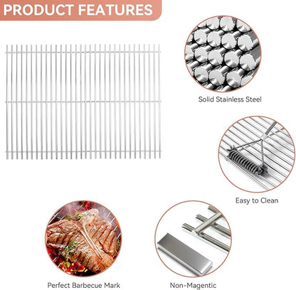 7638 7639 Grill Grates for Weber Spirit I II 300 Series E310 E320 E330 S310 S320 S330 Gas Gril, 17.5" Stainless Steel Cooking Grates Fits Genesis Silver/Gold/Platinum B & C, Genesis 1000–3500