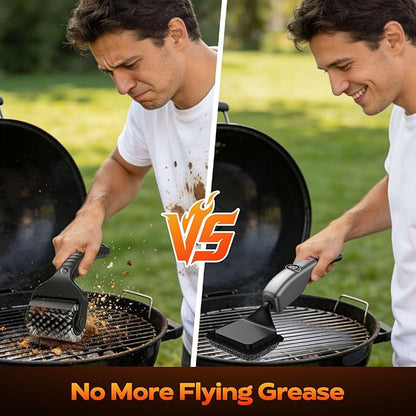 Reciprocating Electric Grill Brush, Fire-Resistant BBQ Grill Brush, Bristle-Free Grill Brush for Outdoor Grill, Grill Cleaner with 3 Heads, Cordless Grill Cleaning Brush with 3600 mAn, Silver