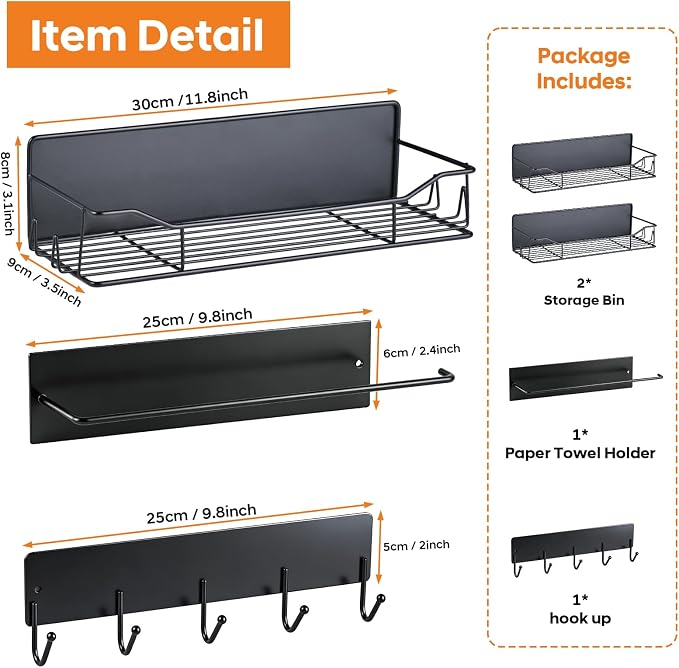 Magnetic Grill Caddy with Bins, BBQ Tool Organizer with Paper Towel Holder | Magnetic Grill Organizer, Magnetic Storage Rack, Fits Most Metal Gas Grills, Pellet Grills & Smokers
