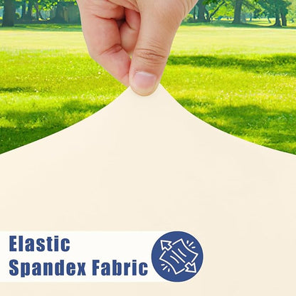 Moosfor Spandex 5 Foot Rectangle Table Cloth, Elastic Fitted Tablecloths for Picnic, Stretch Washable Patio Table Cover for Outdoor, Camping, Banquet and Parties (Beige, 36"x60")