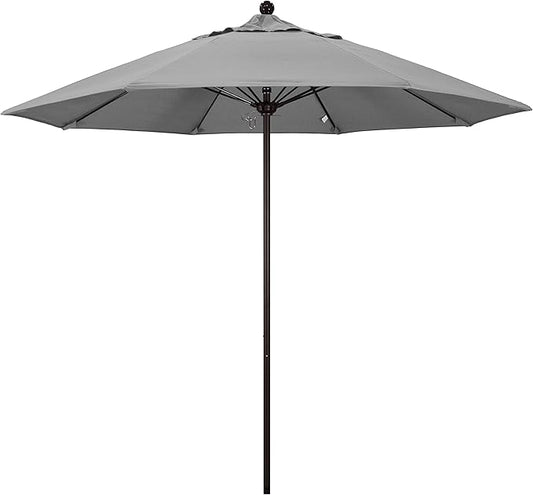 California Umbrella 9' Rd. Venture Series Contract Grade Patio Umbrella, Push Open Pin Stop, Bronze Finish, Sunbrella Granite