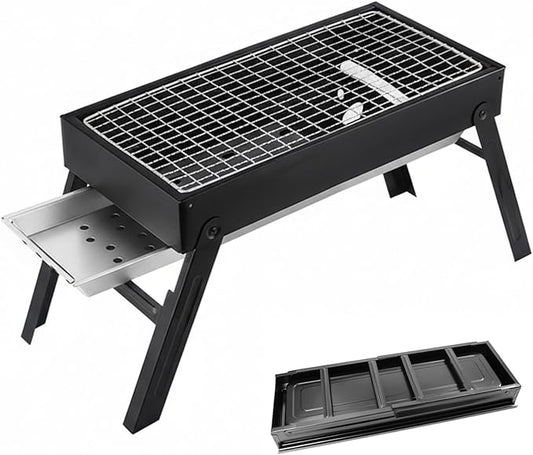 Slot Grill Collapsible Charcoal Grill with Exclusive Drawer for Easy Ash & Charcoal Add Foldable BBQ Grills for Camping Backyard Picnic..