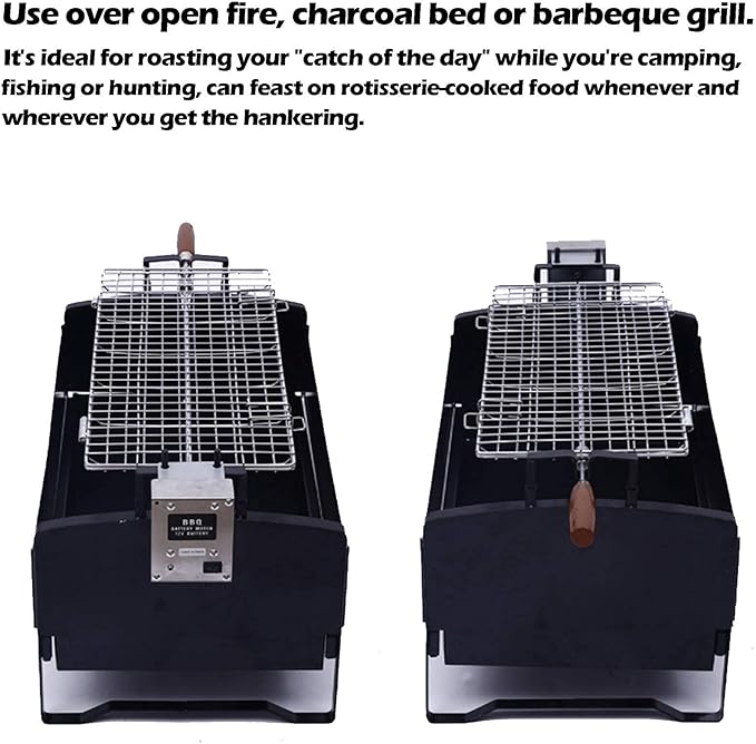 Portable Charcoal Grill for Camping BBQ, Outdoor Barbecue Grill with Folding Legs, Large Charcoal & Electric Multi-Function BBQ Grill Kits, Easy Carry Smoked Grill for Party,A-1