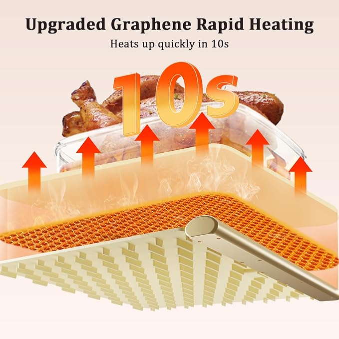 Newise Upgrade Graphene Warming Mat for Food, Electric Warming Tray Rapid Heating with 6 Temps &Timer Settings, Portable Food Warming Mat for Countertop Buffets Party, Beige
