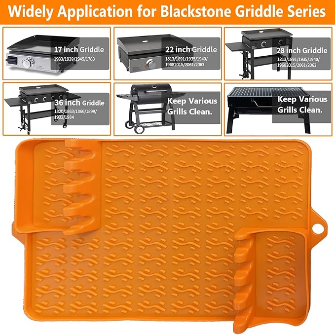Silicone Griddle Mat for Blackstone Grill - Heavy Duty BBQ Accessories with Non-Slip Design, Heat-Resistant (500°F+), Dishwasher Safe - Compatible with 17''-36'' Griddles & Outdoor Cooking Tools