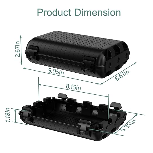 Outdoor Electrical Box(9.05x6.61x2.67inch), IP54 Waterproof Extension Cord Cover 9 Cable Entry Ports Connection Hider Box Safety Protector, Protect Plug, Holiday Light, Timer,and Power Strip, Black