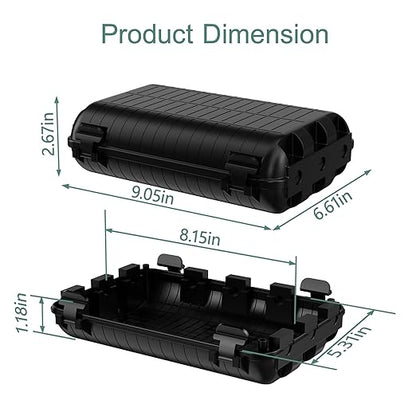 Outdoor Waterproof Electrical Box, 2 Pack Large Extension Cord Cover Protector Plug Connection Cable Safety Box IP54 Water-Resistant for Power Strip, Holiday Light and Decorations, Black