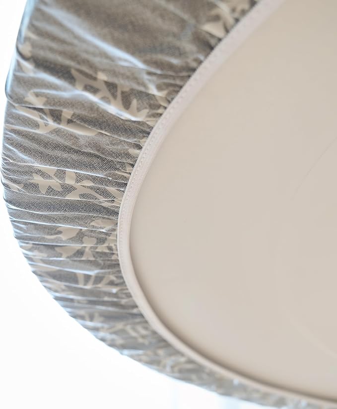 LIBERECOO Round Fitted Tablecloth with Elastic, Flannel Backed Vinyl Tablecloths for 40" - 44" Tables, Waterproof Wipeable Reusable Plastic Table Cloth for Indoor & Outdoor, Urban Fog