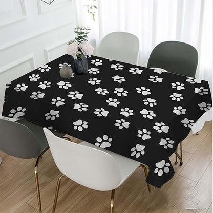 TKS MITLAN Dog Paw Print Dark Tablecloth Decor Table Cloth Dining Room Kitchen Table Cover 60" X 84" Oblong/Rectangle