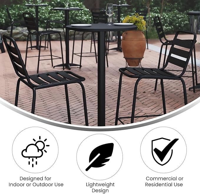 Flash Furniture 23.25 in Indoor/Outdoor Round Table with Flip-Up Top, Black | Indoor/Outdoor Use, Bar Height