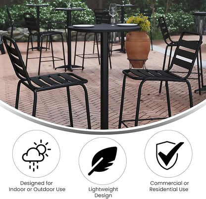 Flash Furniture 23.25 in Indoor/Outdoor Round Table with Flip-Up Top, Black | Indoor/Outdoor Use, Bar Height