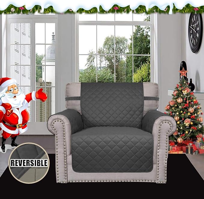 Easy-Going Reversible Couch Cover, Small Chair, Darkgray/Beige | Machine Washable Slipcover For Dogs, Water Resistant Furniture Mat For Living Room, Non-Slip Sofa Cover, Pet Friendly