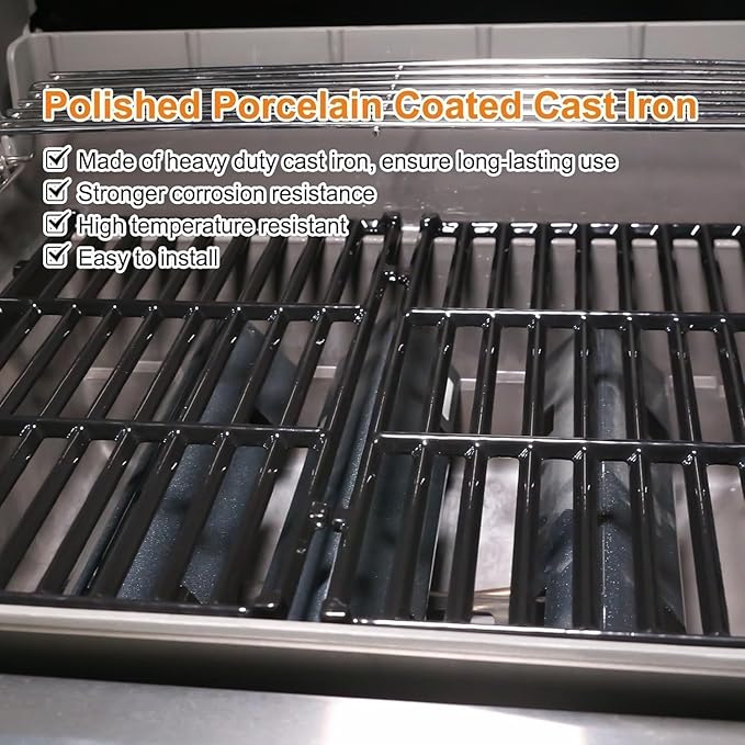 Grill Parts for Weber Genesis 300 Series (2007-2016), Fits Weber Genesis E310 E320 E330 S310 S320 S330 Parts Porcelain Enameled Cast Iron Grates Flavorizer Bars Heat Deflectors 7524 7528 7621 7622
