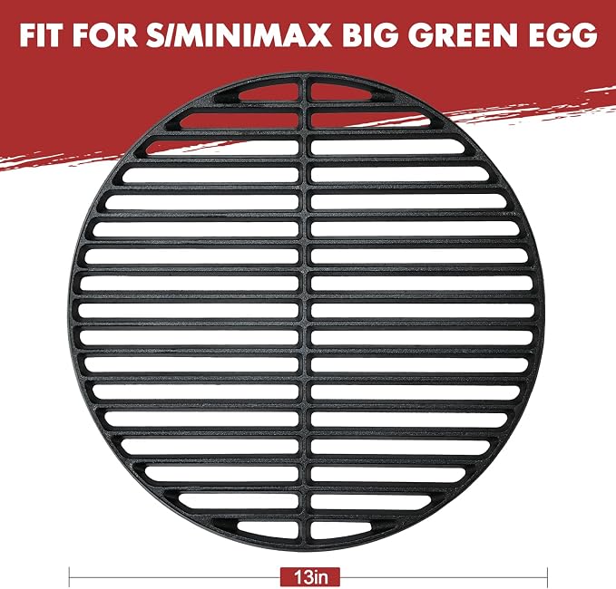 Cast Iron Cooking Grid for S/MiniMax Big Green Egg Accessories, Round Grill Grate Grids for BGE or Other Same Size Charcoal Grill